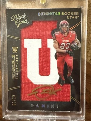2016 Panini Black Gold Devontae Booker Patch Auto Utah Utes #02/25 Awesome Patch - Image 1 of 3