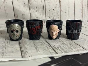 Horror Shot Glasses Friday the 13th Jason Nightmare on Elm St. Freddy Lot Of 4 - Picture 1 of 7