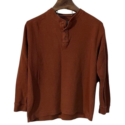 Gander Mountain Guide Series Mens XL Brown Waffle Knit Henley Shirt Base Layer - Image 1 of 4
