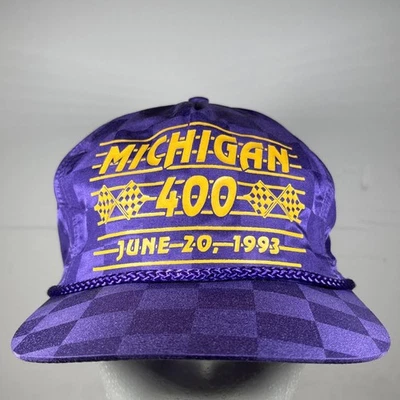 San Sun Winston Cup Michigan 400 1993 Purple NASCAR Strap Back Rope Hat - Image 1 of 4