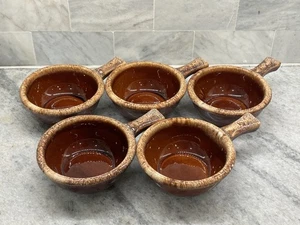 Juego de 5 cuencos de chile de sopa de goteo marrón a prueba de horno Hull USA con asas - Imagen 1 de 8