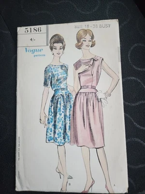 UNCUT Vintage Vogue 1960s Sewing Pattern - One Piece Dress - Size 18. Bust 38 - Image 1 of 2