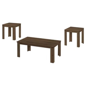 Table Set 3pcs Set Coffee End Side Accent Living Room Laminate Walnut - Picture 1 of 4