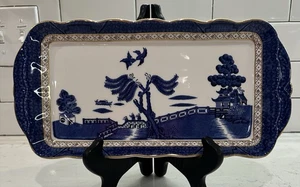 Vintage echtes altes Weidenblau von STÄNDEN großes Sandwich Tablett in TOP ZUSTAND - Bild 1 von 5