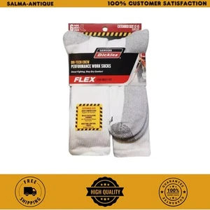 Dickies Men's Dri-tech Moisture Control Crew Socks 6 pack Shoe Size 12-15 - Picture 1 of 7
