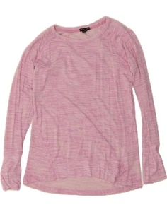 CHAMPION Womens Top Long Sleeve UK 10 Small Pink Striped Rayon AN18 - Picture 1 of 3
