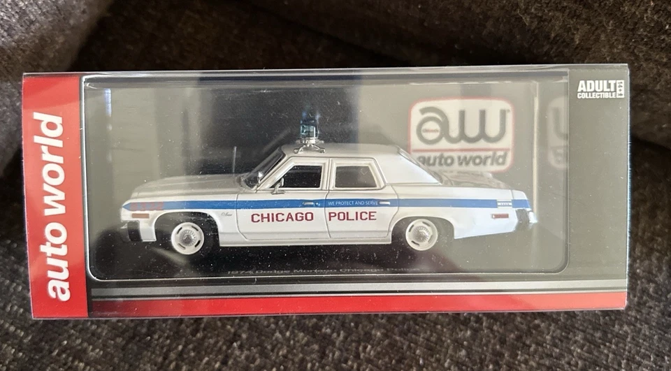 1/43 Scale 1974 Dodge Monaco Chicago Police Car Resin Model - Auto World AWR1142