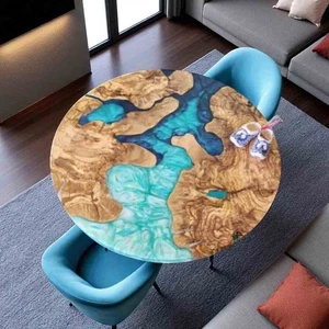 Ocean Wave Runde Epoxidharz Mitte Kaffee & Beistell Tischplatte Handarbeit Innen Deko - Bild 1 von 12