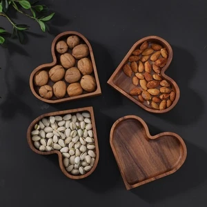 Smooth Surface Heart Shaped Wooden Tray Love Sushi Serving Trays Dining Table - Picture 1 of 12