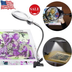 Lens Lighted Lamp Top Desk Magnifier Magnifying Glass With Clamp LED Light - Picture 1 of 11