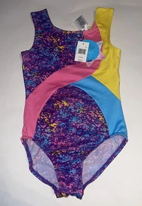 Moret Active Girl Splatter Tank Leotard Bodysuit Shimmer Multi Color - Picture 1 of 7