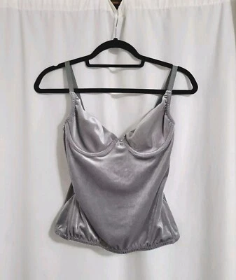Sexy corsé bustier de terciopelo Victoria's Secret Y2K talla 36B gris lencería navideña Foto 1 de 4