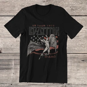 Camiseta LED ZEPPELIN 1975 US Tour EE. UU. Banda de Rock Clásico en Anillo Hilada Algodón - Imagen 1 de 4