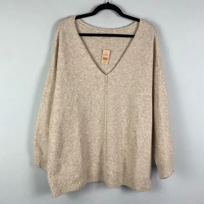 LOFT Plus Acogedor Suéter Cuello en V Talla 16/18 Pullover Beige Tejido Foto 1 de 4