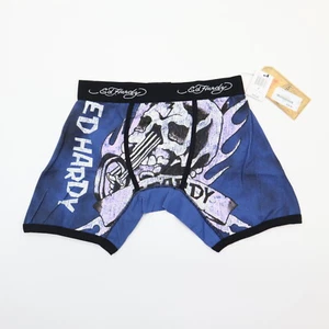 Calzoncillo boxer Ed Hardy para hombre calavera y pistón tatuaje arte ropa interior pequeña (28-30") nuevo con etiquetas - Imagen 1 de 4