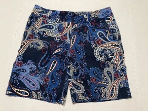Tommy Hilfiger Womens Blue/Paisley Chino Board Shorts 8 1/2 inseam sz 4 Cotton - Picture 1 of 13