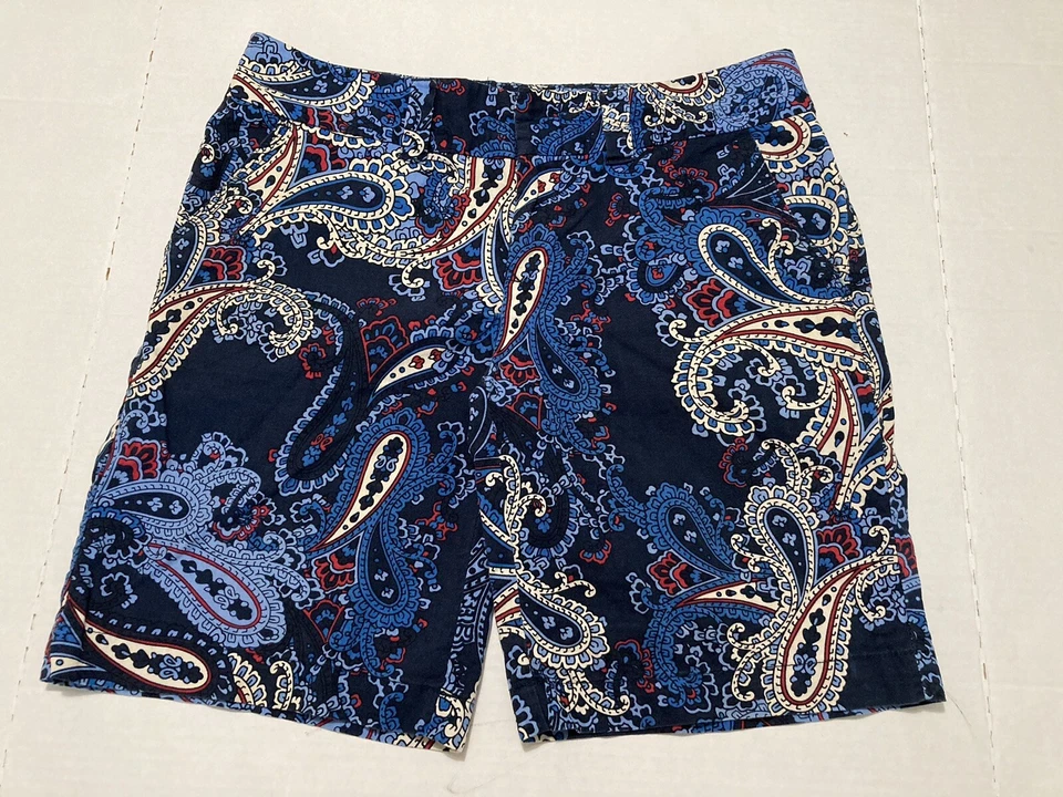 Tommy Hilfiger Mujer Azul/Paisley Chino Board Shorts 8 1/2 Entrepierna Talla 4 Algodón Foto 1 de 4