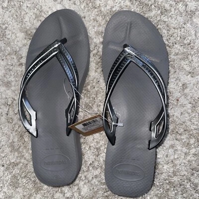 Chanclas Havaianas nuevas con etiquetas gris cuña acero para mujer talla 11/12 Foto 1 de 4