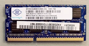 NT2GC64B8HCONS-CG NANYA NT2GC64B8HCONS-CG 2GB 2Rx8 PC3-10600S DDR3 Laptop memory - Picture 1 of 1
