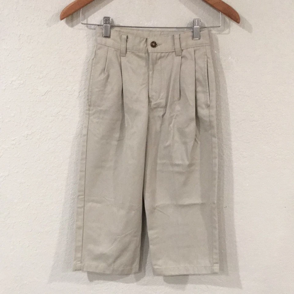 George Boys Sz 5 Tan Pleated Dress Pants Adjustable 100% Cotton - Image 1 of 4
