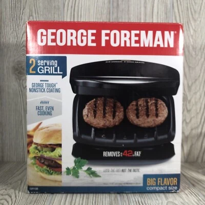 George Foreman GR10B 2-Serving Classic Plate Electric Grill Black - Image 1 of 4