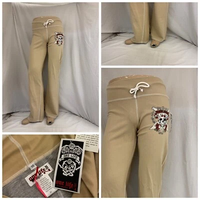 Calça de moletom One Life 2 Live M algodão bronzeado poli stretch feita nos EUA nova com etiquetas YGI N1-391CG - Imagem 1 de 4