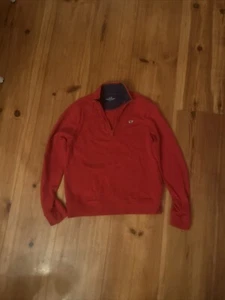 Boys Vineyard Vines Sweatshirt Size Large Red Long Sleeve 1/4 Zip Pullover Whale - Picture 1 of 2