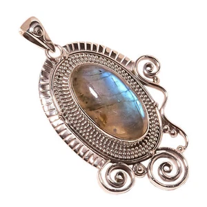 Labradorite Solid 925 Sterling Silver Pendant 2.21" (SP-1406) - Picture 1 of 1