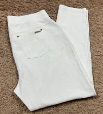 Michael Kors White Gold Logo Stretch Ankle Women Size 34x28 Casual Chino Pants