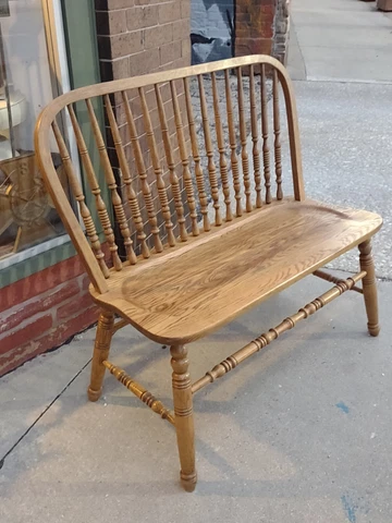 Vintage American solid Oak Deacon's spindle Bench settee Cover