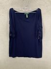 Lauren Ralph Lauren Shirt Womens Extra Large Blue Cap Sleeve Rayon Stretch Top