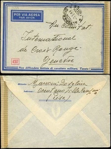 ITALY 1944 AIRMAIL CENSOR PATRIOTIC SLOGAN...PROPELLER ENVELOPE...to RED CROSS - Picture 1 of 1