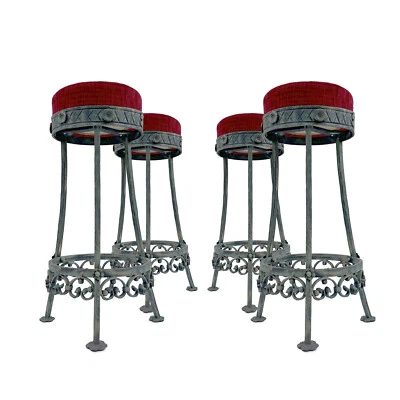 Schwere Schmiedeeisen Barhocker mit aufwendiger Fertigung - 4 Stk. verfügbar - Bild 1 von 4