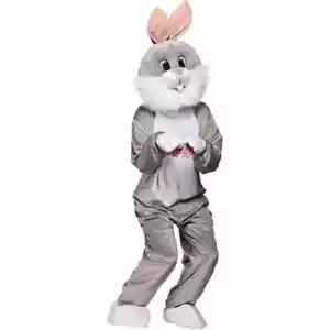 Adult Grey Rabbit Easter Bunny Costume Mascot Fancy Dress Outfit - Picture 1 of 1