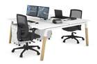Quadro A Leg 2 Person Office Workstations - Wood Leg Cross Beam [1600L X 800W...