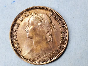 Great Britain 1881 H farthing,  VF detail, was polished - Picture 1 of 4