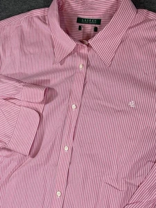 Camicia donna Lauren Ralph Lauren rosa a righe con bottoni - taglia XXL (27,5 pollici P-P) - Foto 1 di 6
