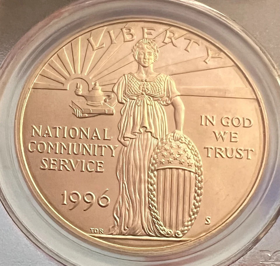 1996 S $1 Silver National Community Service Commemorative PCGS MS69 - Image 1 of 3