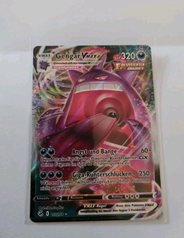 Pokémon TCG Fusion Strike Gengar VMAX Holo Ultra Rare Card 157/264 Near Mint DEU - Bild 1 von 1
