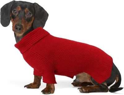 Geyecete Dachshund Sweater Dog Turtleneck Sweater,Cold Weather Medium, Red  - Image 1 of 4