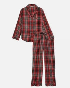 Victoria's Secret Flanell Long PJ Set Lounge Pyjama rot kariert Gr. M Neu mit Etikett - Bild 1 von 4