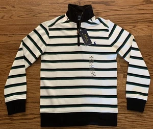 Polo Ralph Lauren Boys Quarter Zip Lightweight Pullover White/Black/Green NWT - Picture 1 of 7