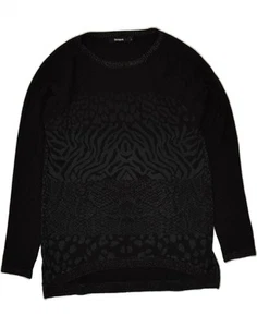 DESIGUAL Damen Pullover Pulli Rundhals UK 10 Small schwarz Animalprint AV77 - Bild 1 von 3