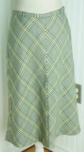 Falda Midi Norton McNaughton Verde a Cuadros 8 Preppy Academia Modesta Carrera Cremallera - Imagen 1 de 4