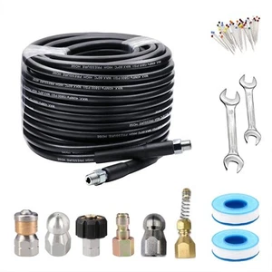 50FT Sewer Jetter Kit for Pressure Washer,Sewer Jetter Nozzles Kit,Drain Clea... - Picture 1 of 6