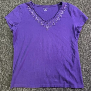 Camisa Top Clásica Cuello en V St. Johns Bay Para Mujer - Talla S Púrpura - Imagen 1 de 6