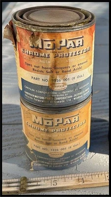 Vintage 1940-1950 Mopar 2 Chrome Protector Cans Plymouth Chrysler Desoto Dodge - Image 1 of 4