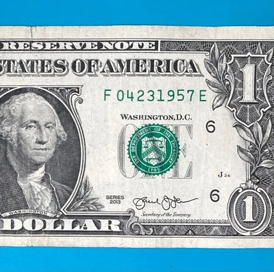 April 23, 1957 (F 04231957 E) BIRTHDAY ANNIVERSARY $1 One Dollar Bill . - Image 1 of 4
