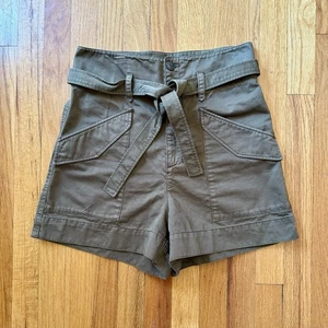 Rag & Bone Field Cargo Shorts grün Baumwolle Bindegürtel Gr. 26 hoher Bund - Bild 1 von 8