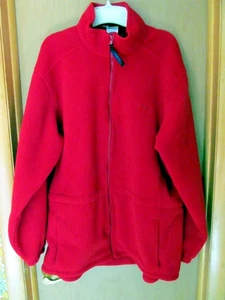 Vintage LL Bean Full Zip Red Fleece Sweater Jacket Womens Large Made in USA - Picture 1 of 9